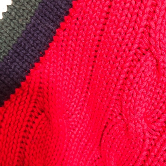 GAP Vintage Preppy Oversize Red Cotton V-Neck Men's Sweater Small Medium - Picture 5 of 8